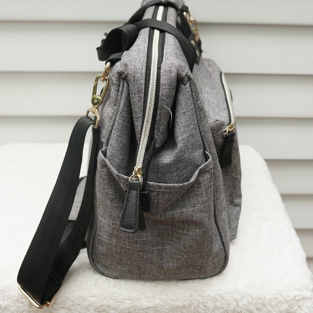 Ruvalino Grey Black Carryall Travel Tote Diaper Bag - Picture 9 of 15